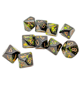 Chessex CHX Brush Dice: Deep Forest/Gold Set of 10 d10's 24205