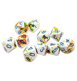 Chessex CHX Brush Dice: Breezy/Blue Set of 10 d10's 24209