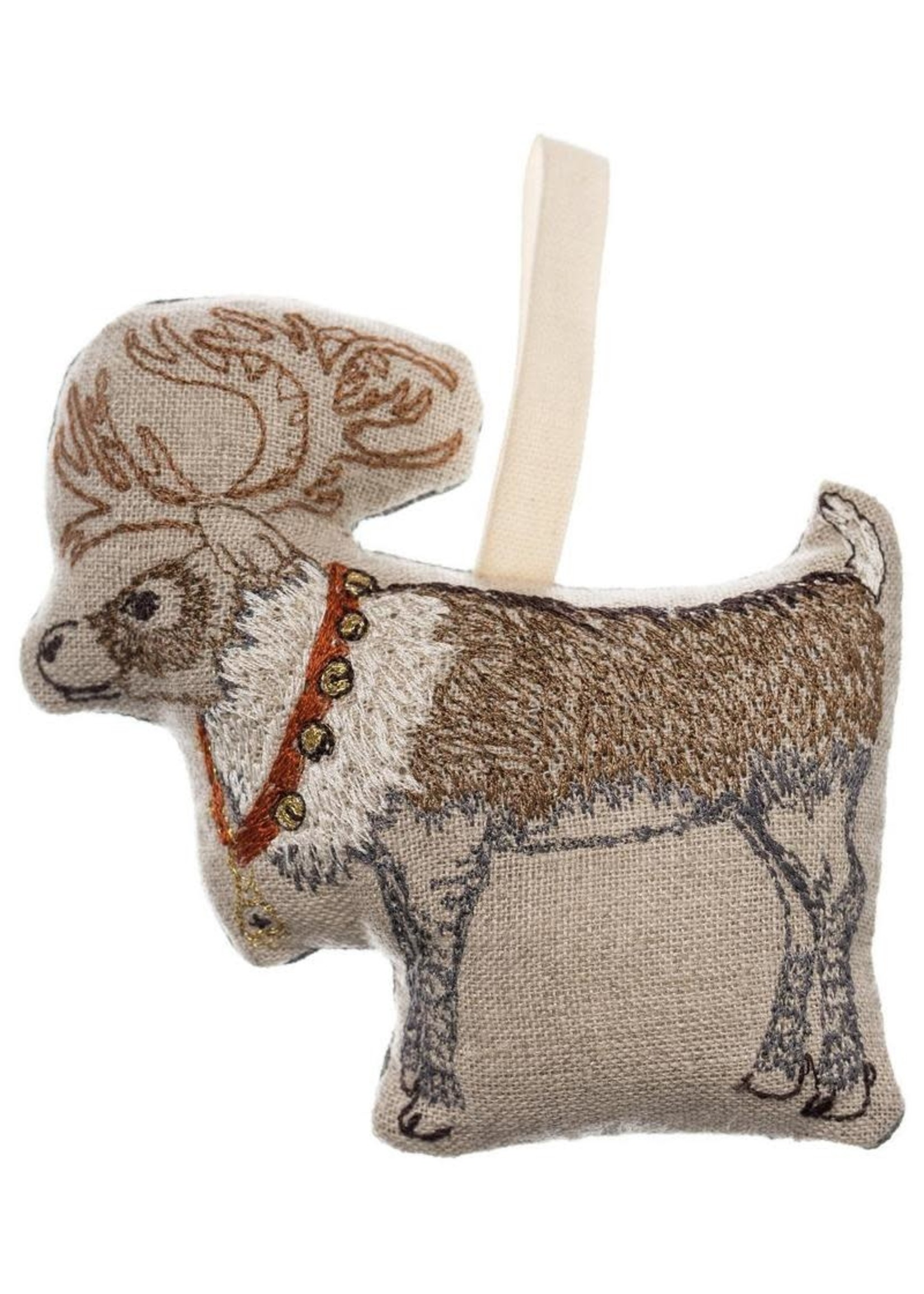 Coral and Tusk Ornament - Reindeer with Bells