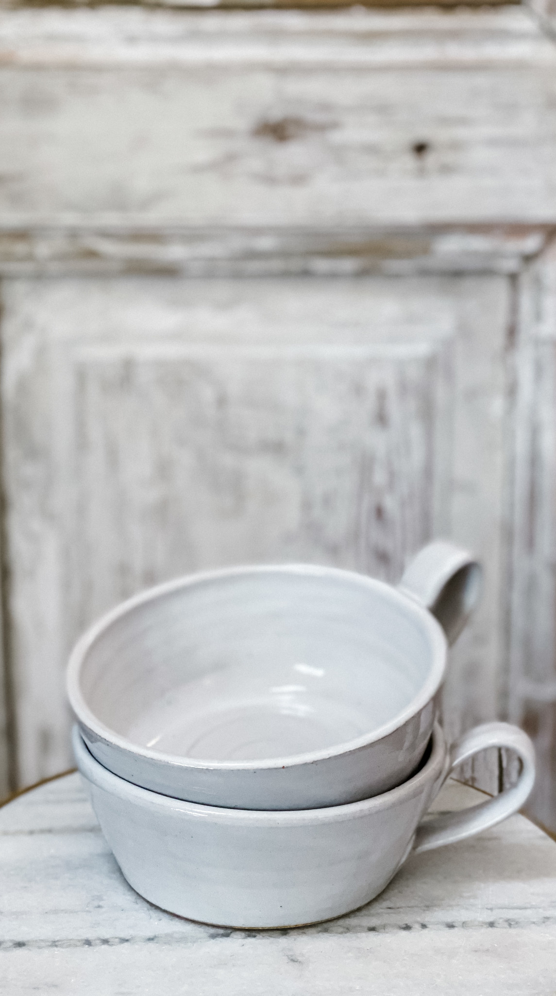 Large Cozy Soup Bowls with Handles in Farmhouse White – The Mud Place