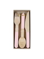 Meri Meri Wooden Cutlery Set - Pink
