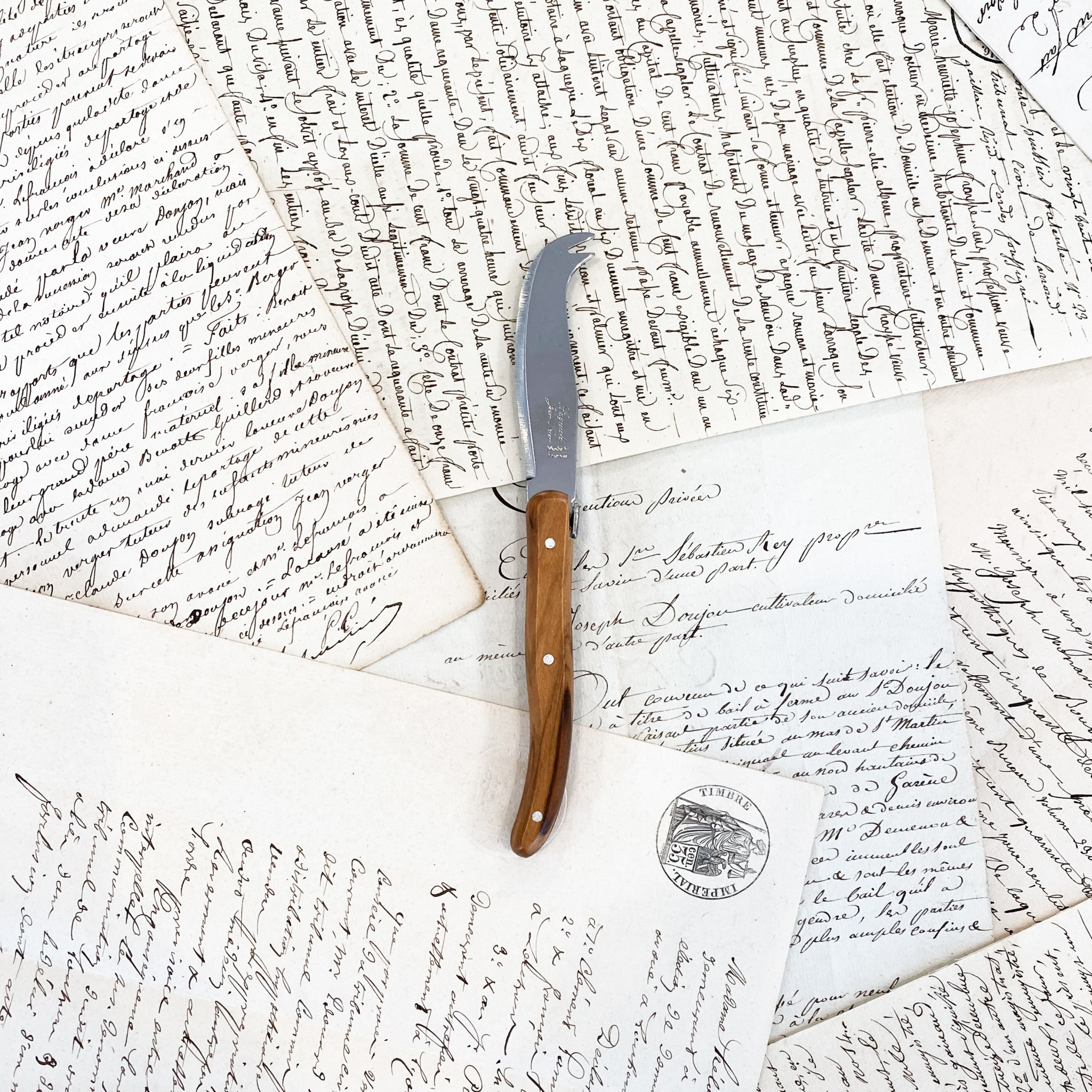 Laguiole Cheese Utensil Olivewood (Mini ForkTipped Knife) Maison Blue