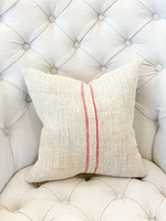 Pillow - Small - Antique Hemp/Linen (red 2 stripe)