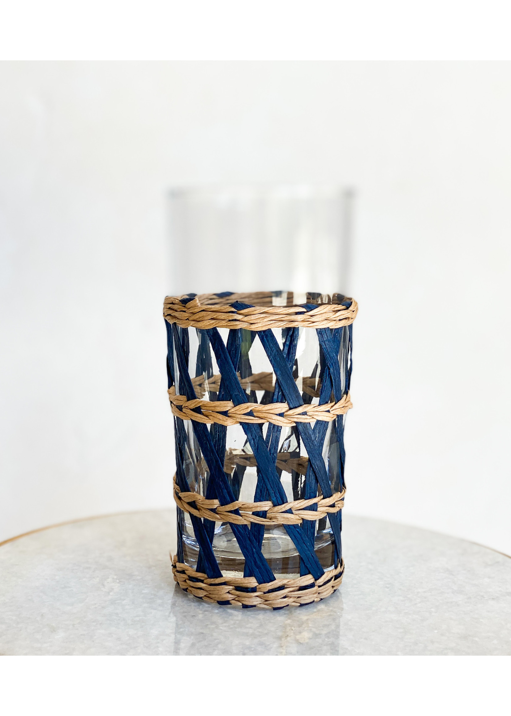Amanda Lindroth Island Wrapped Ice Tea Glass - Navy
