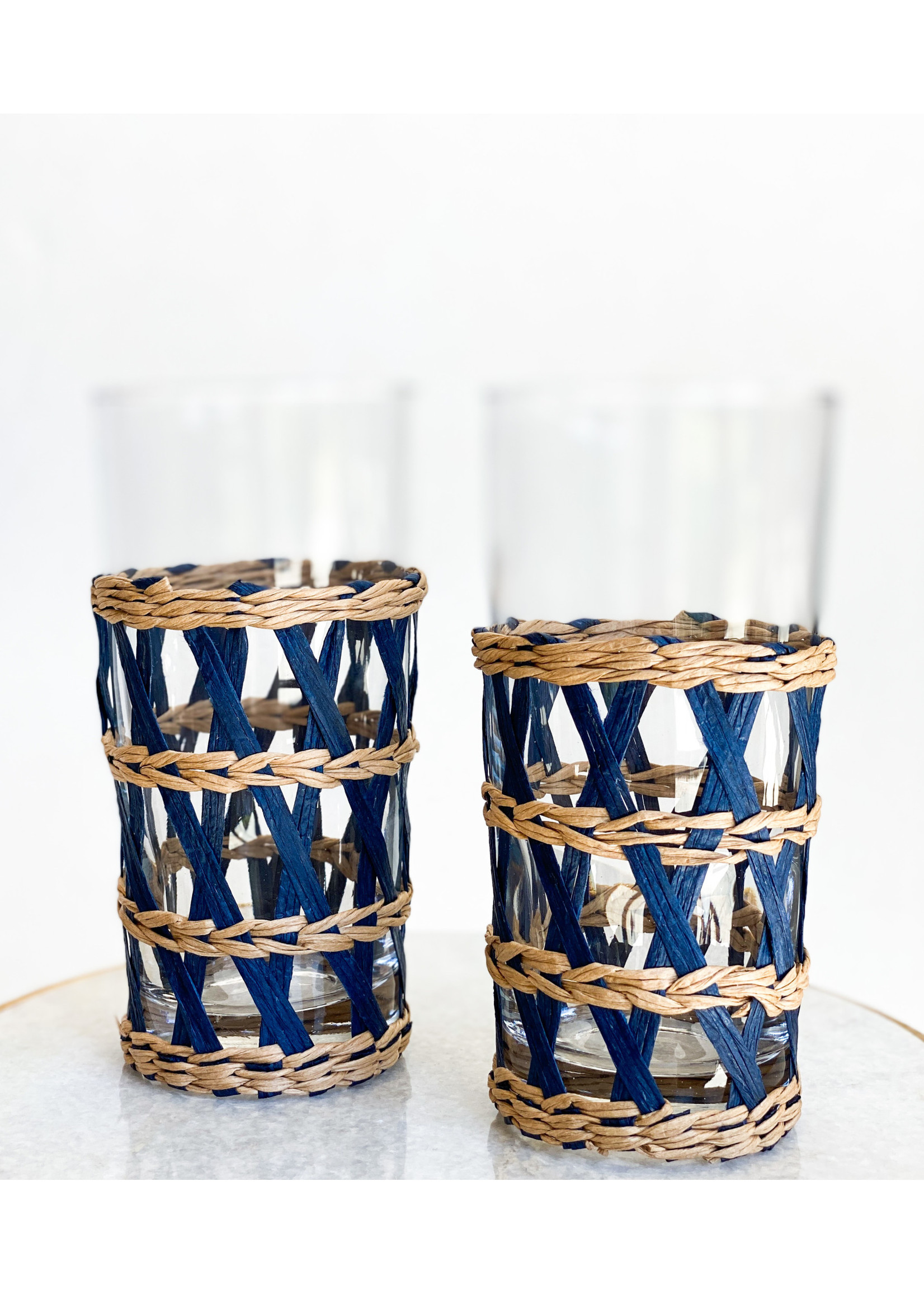 Amanda Lindroth Island Wrapped Ice Tea Glass - Navy