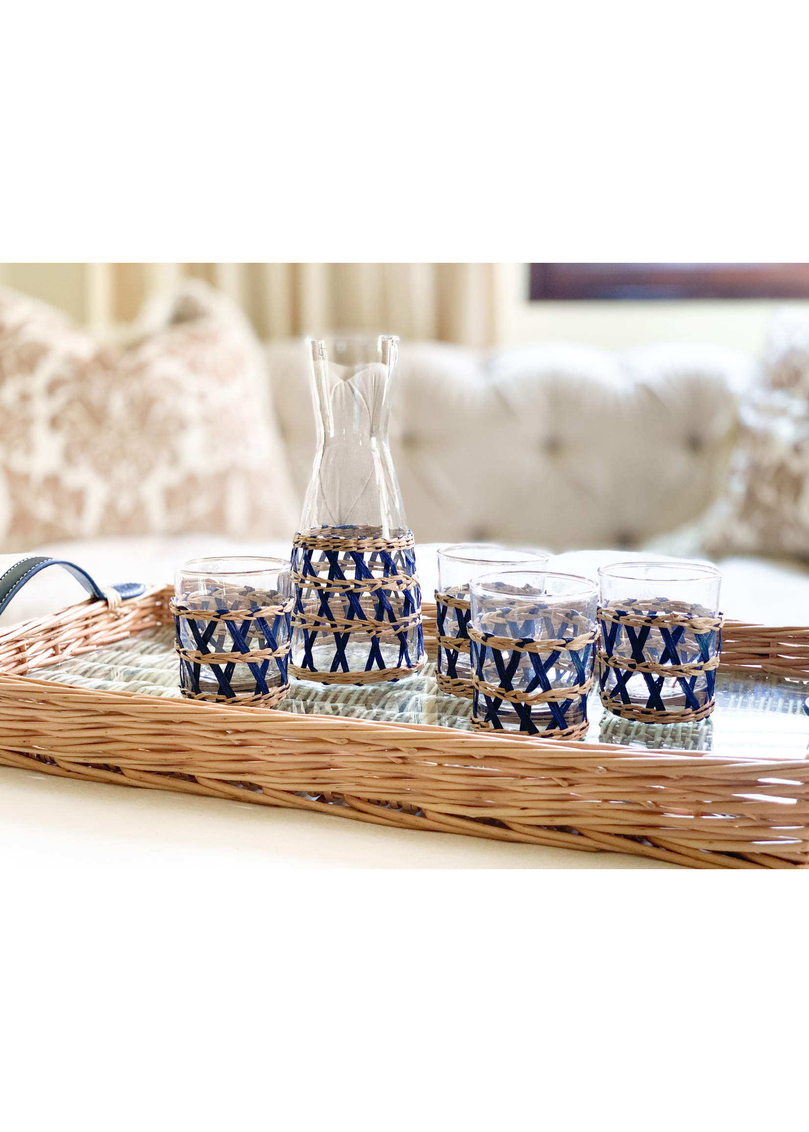 Rattan Wrapped Stemless Wine Glass Natural, Set of 4 – Amanda Lindroth