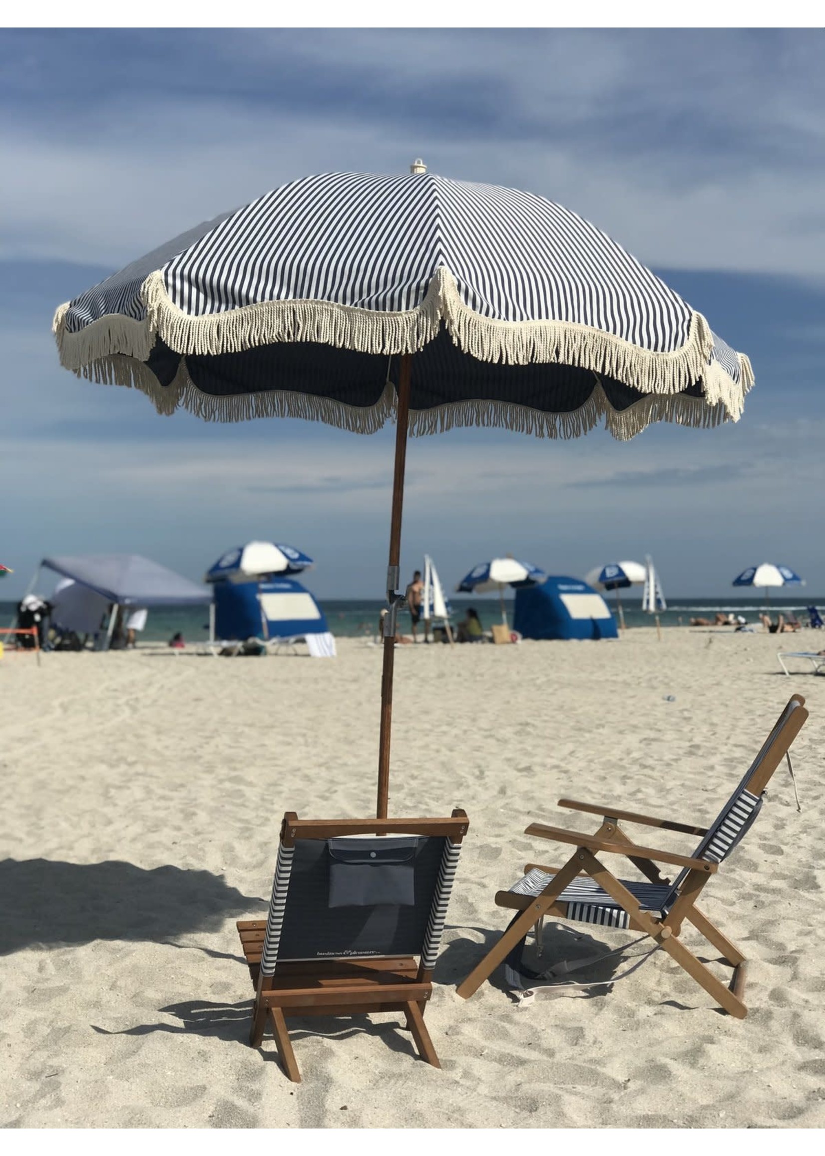 Premium Beach Umbrella - Laurens Navy Stripe