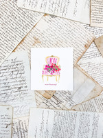 Card - Louis XV Chair and Floral "Merci Beaucoup!"