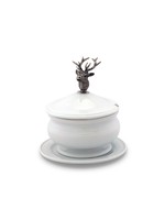 Elk Bust Porcelain Lidded Bowl