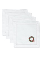 Henry Handwork Cocktail Napkin Set - Holly Ribbon Wreath