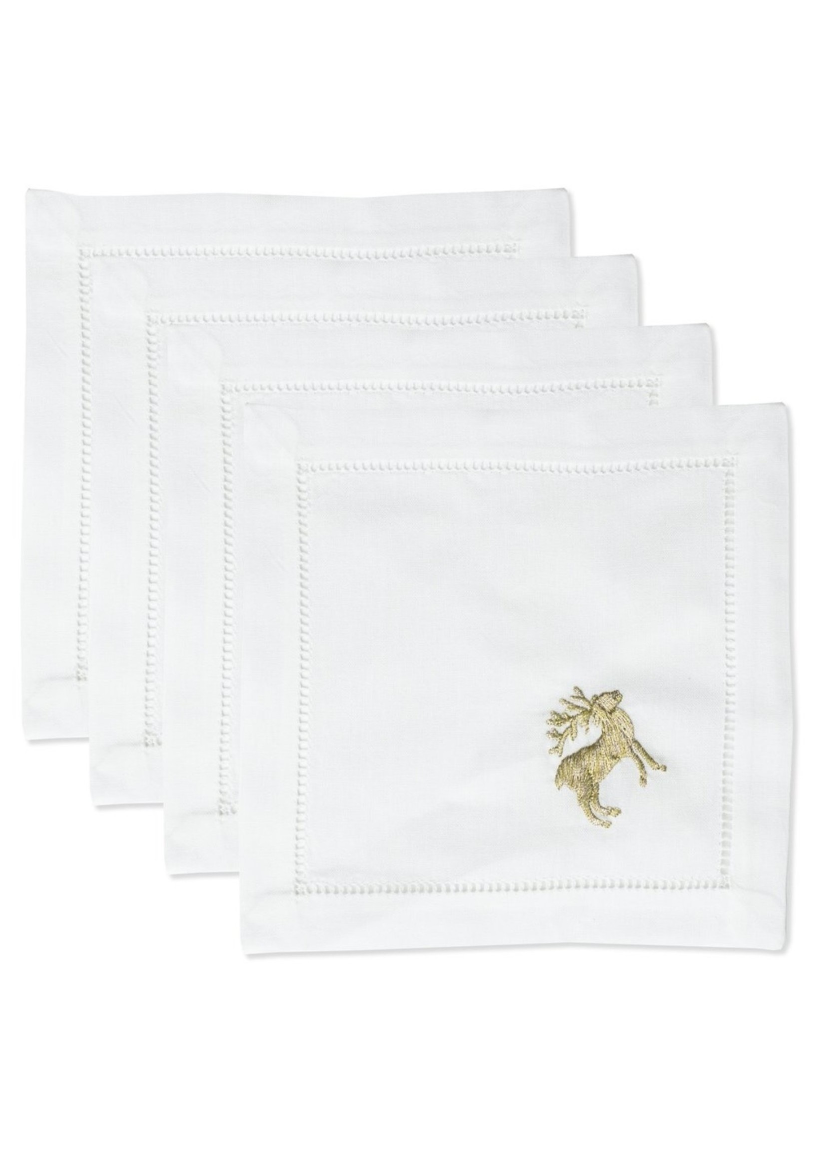 Henry Handwork Cocktail Napkin Set - Reindeer Gold