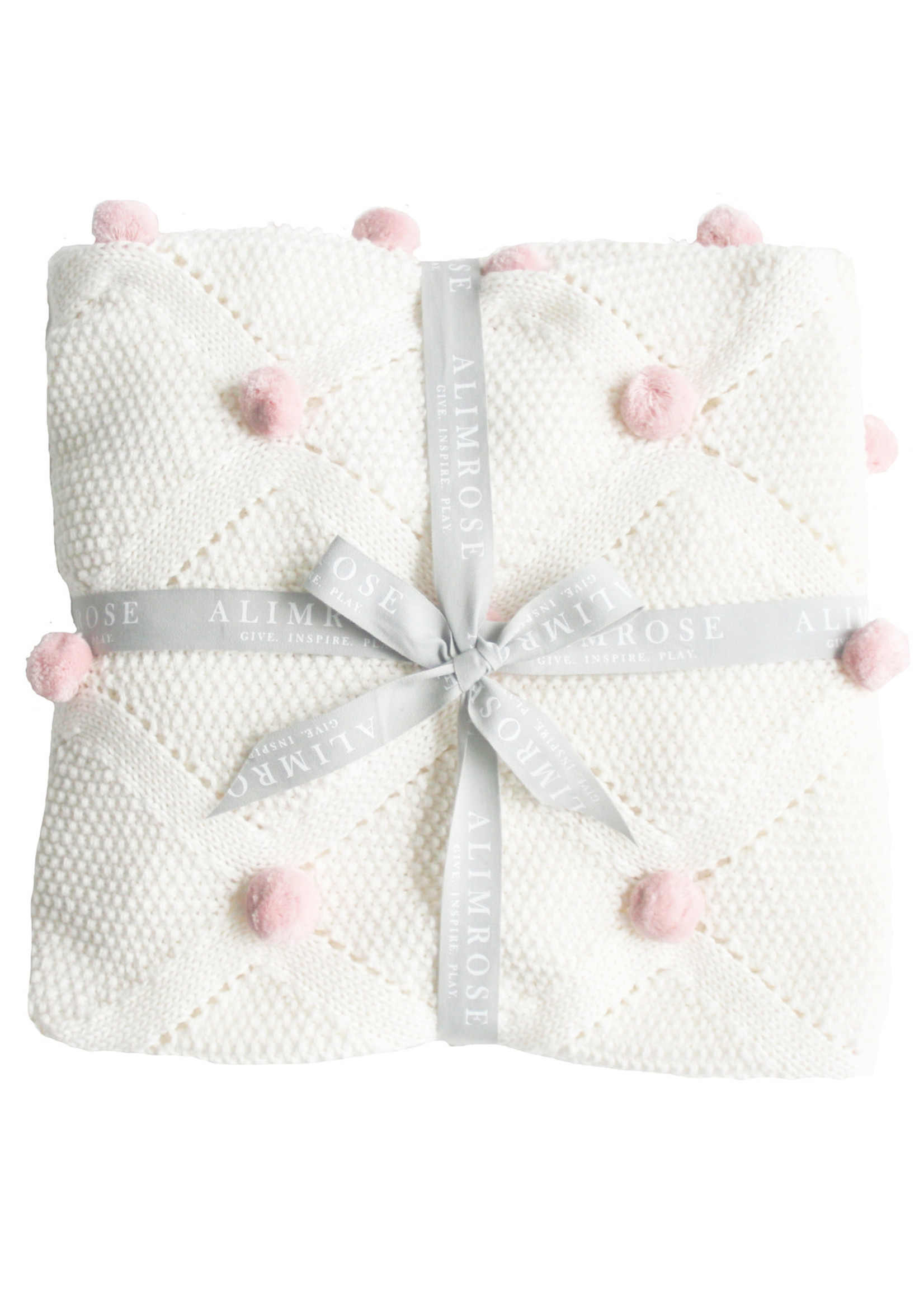 Baby Blanket - Pom Pom Ivory & Pink