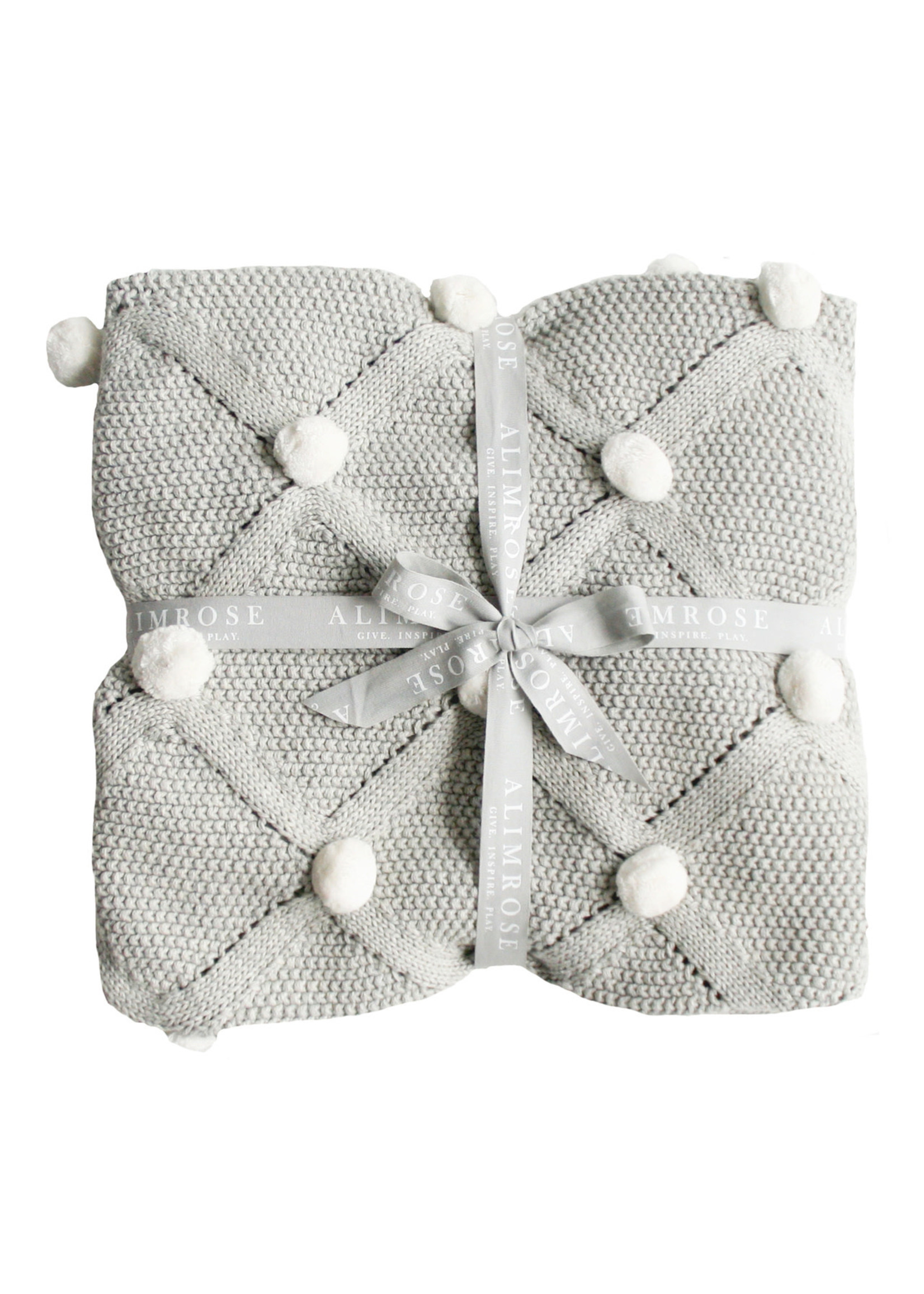 Baby Blanket - Pom Pom Grey & Ivory