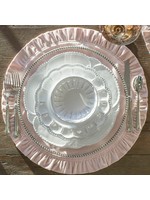 Crown Linen Placemat - Round Ruffle Velvet - Dusty Pink