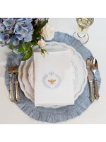 Crown Linen Placemat - Round Ruffle Linen - Blue Chambray