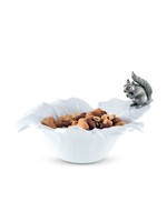 Porcelain Leaf Bowl with Pewter Squirrel