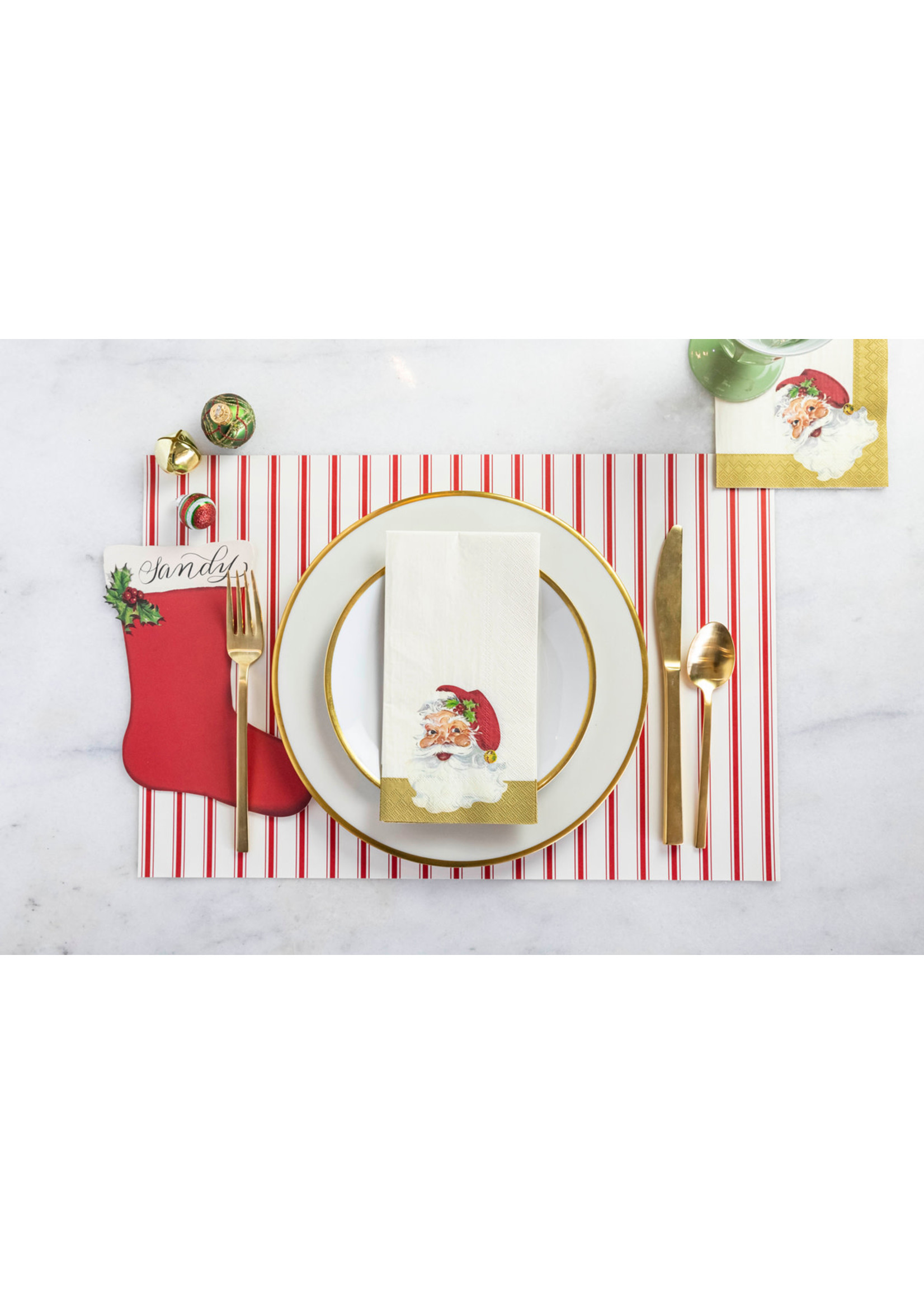 Hester & Cook Paper Placemats - Ribbon Stripe Red