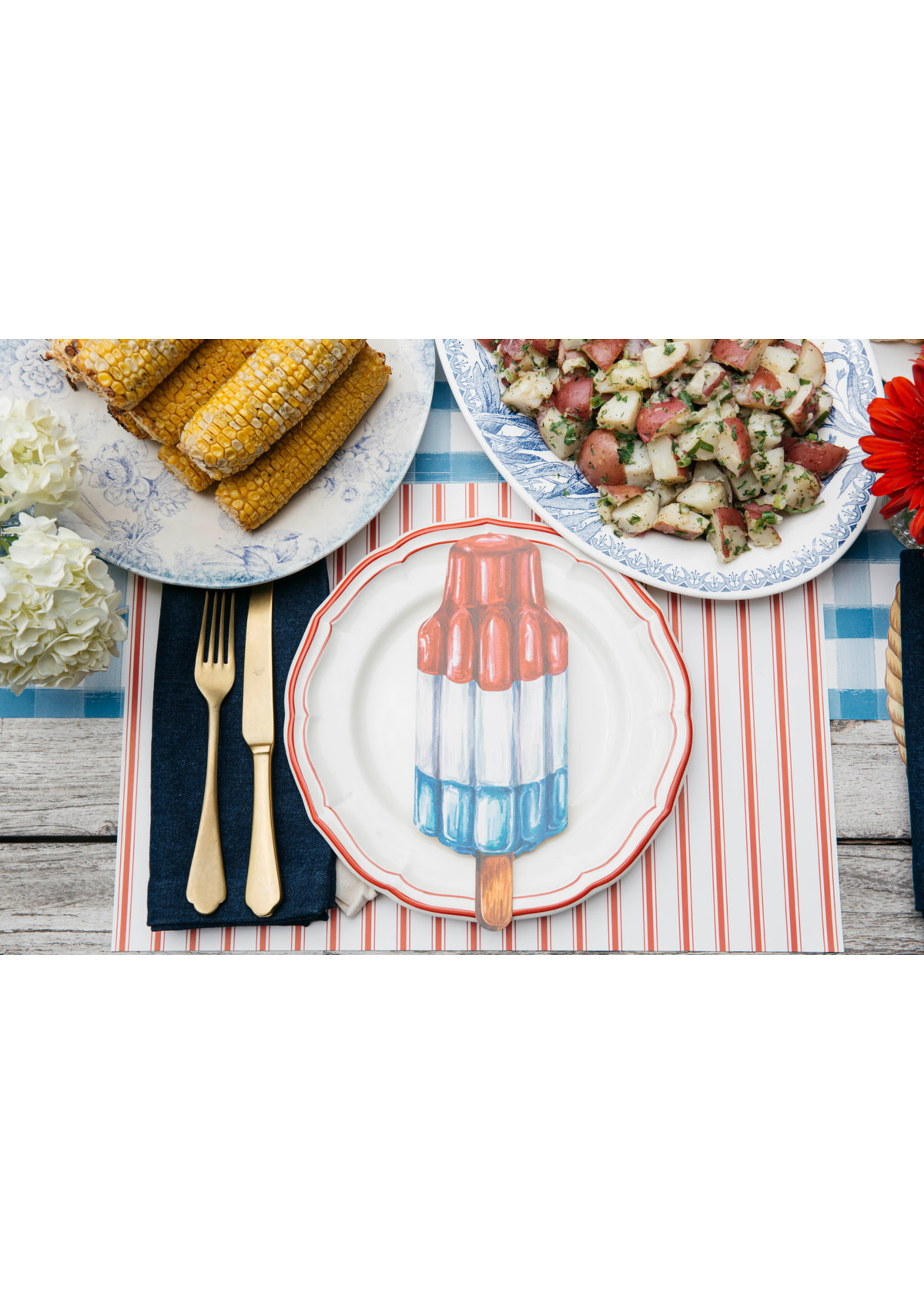 Hester & Cook Paper Placemats - Ribbon Stripe Red
