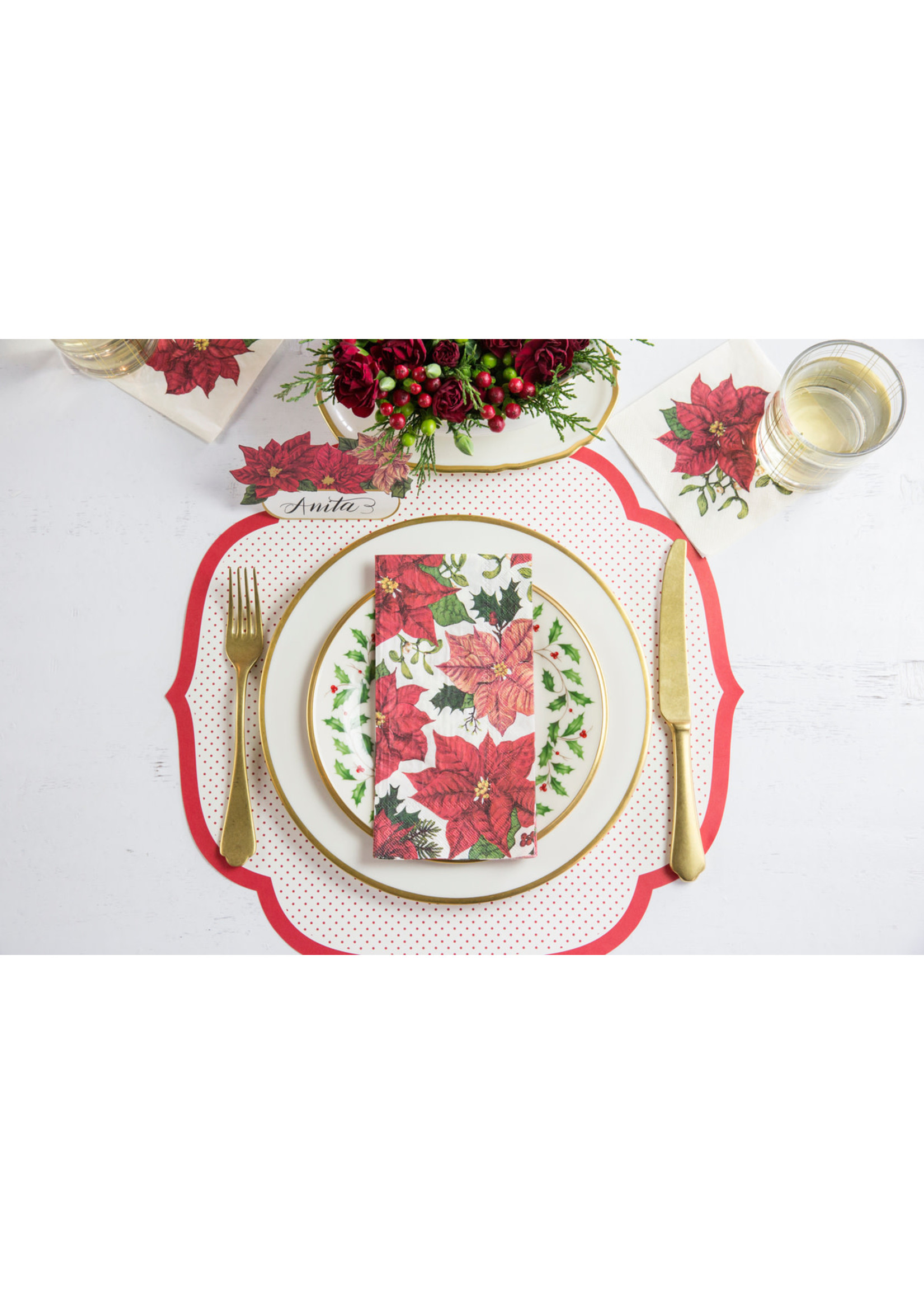 Hester & Cook Paper Guest Napkins - Poinsettia