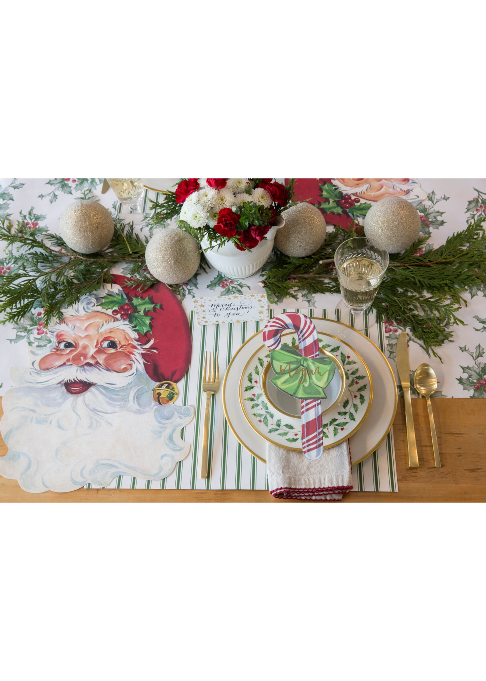 Hester & Cook Paper Placemats - Ribbon Stripe Green