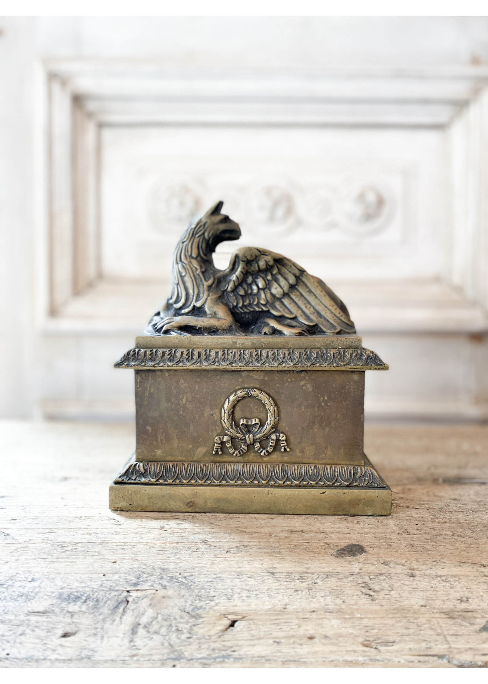 Antique & Vintage Antique English Bronze Griffin Box c1860