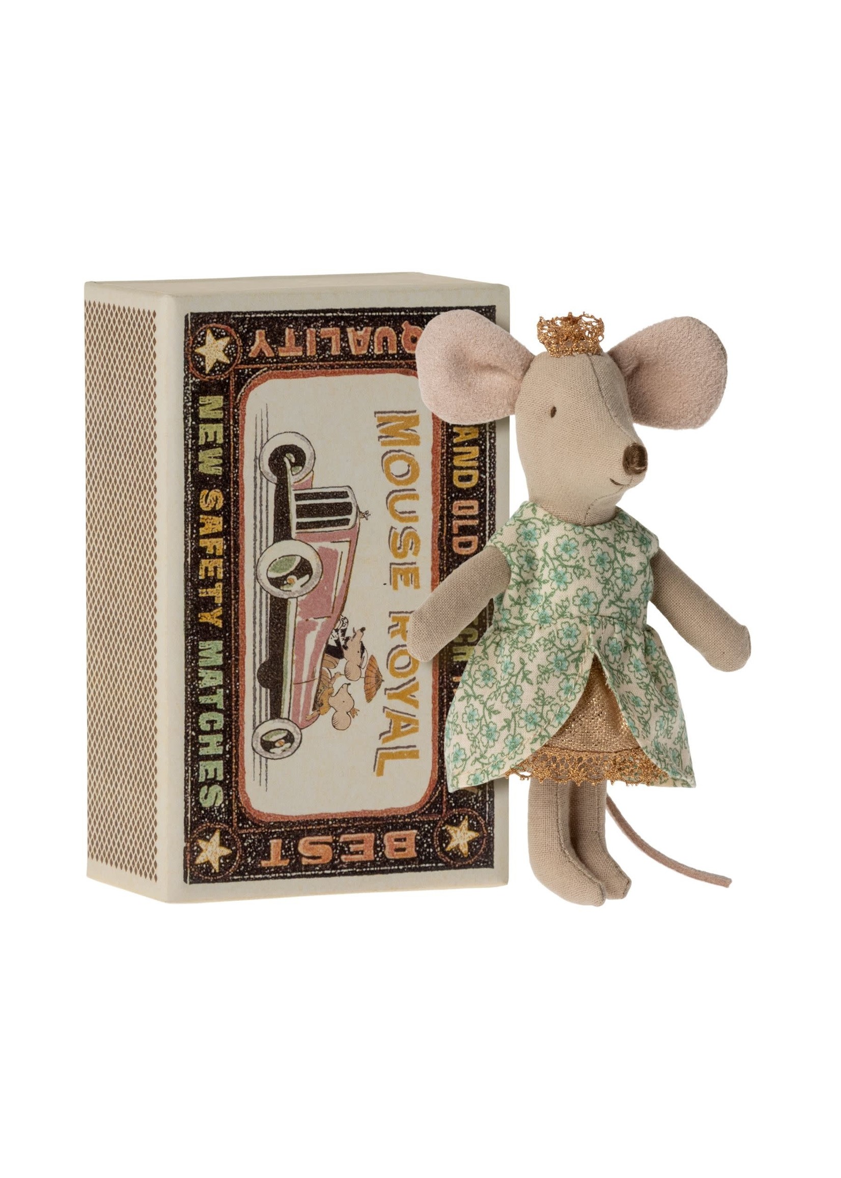 Maileg Little Sister Mouse - Princess Mouse in Matchbox Mint