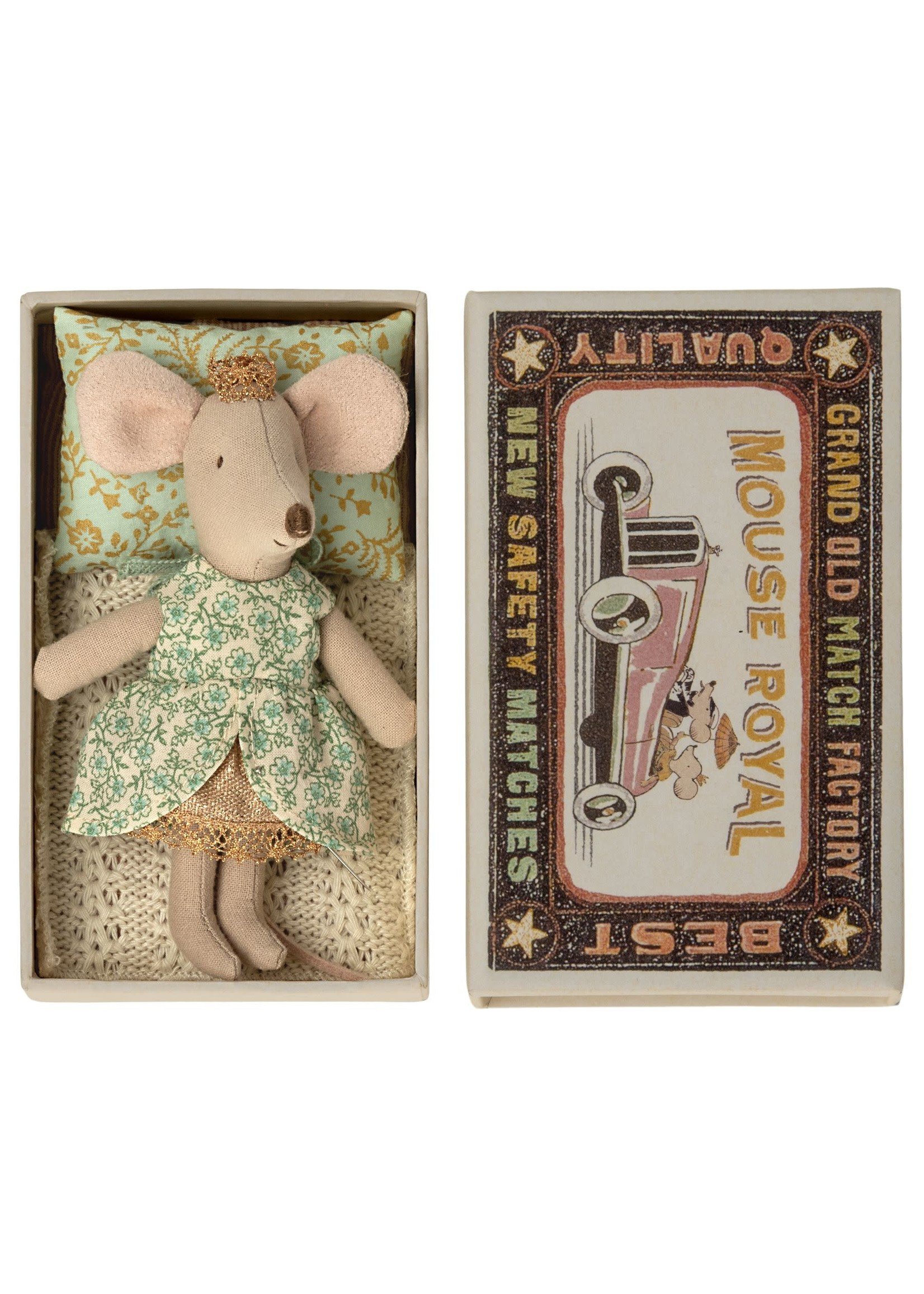 Maileg Little Sister Mouse - Princess Mouse in Matchbox