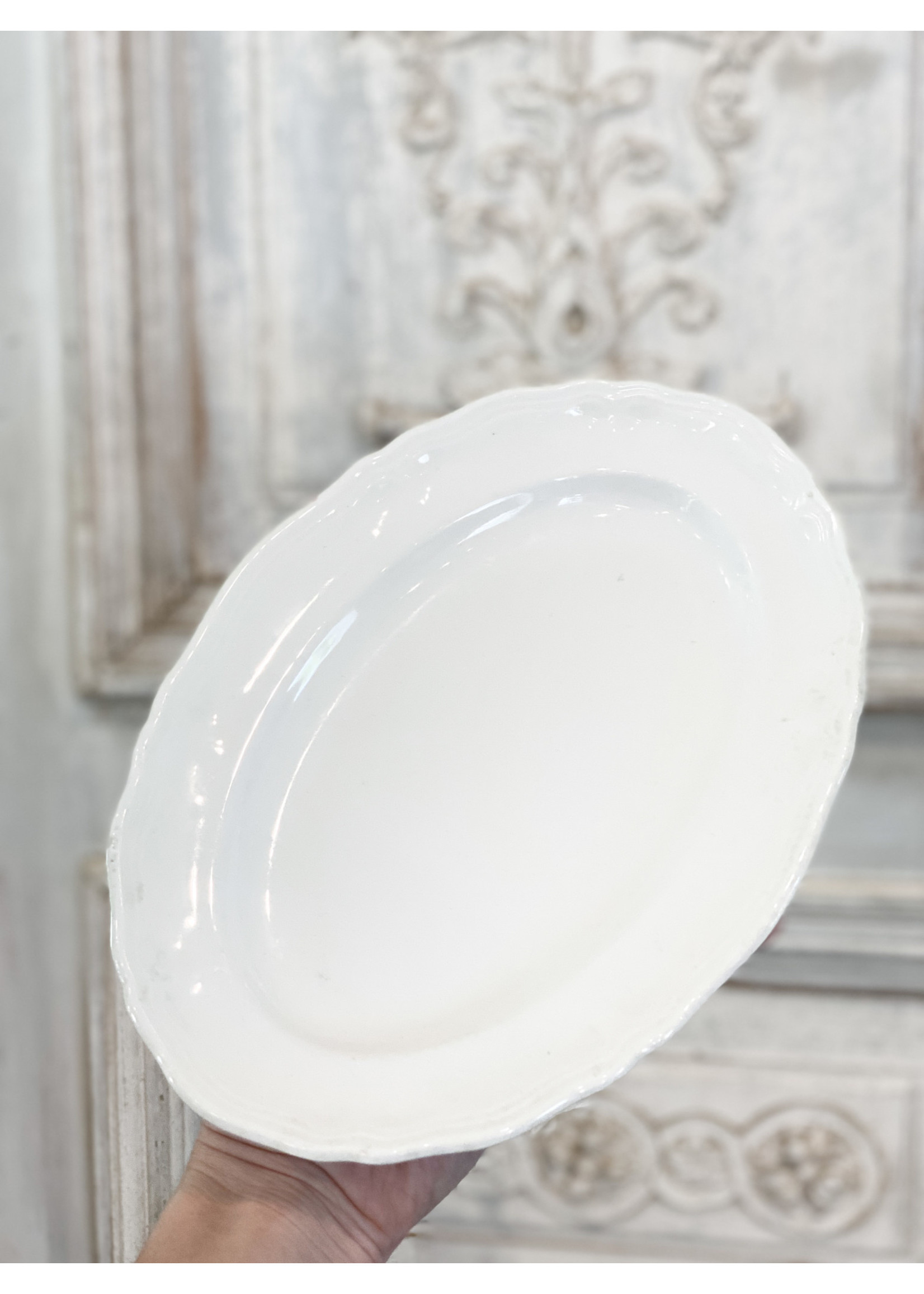 Antique & Vintage Antique French White Oval Plate