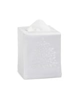 Henry Handwork Tissue Box Cover - Jardin White with White