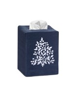 Henry Handwork Tissue Box Cover - Jardin Navy with White