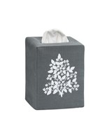 Henry Handwork Tissue Box Cover - Jardin Charcoal with White