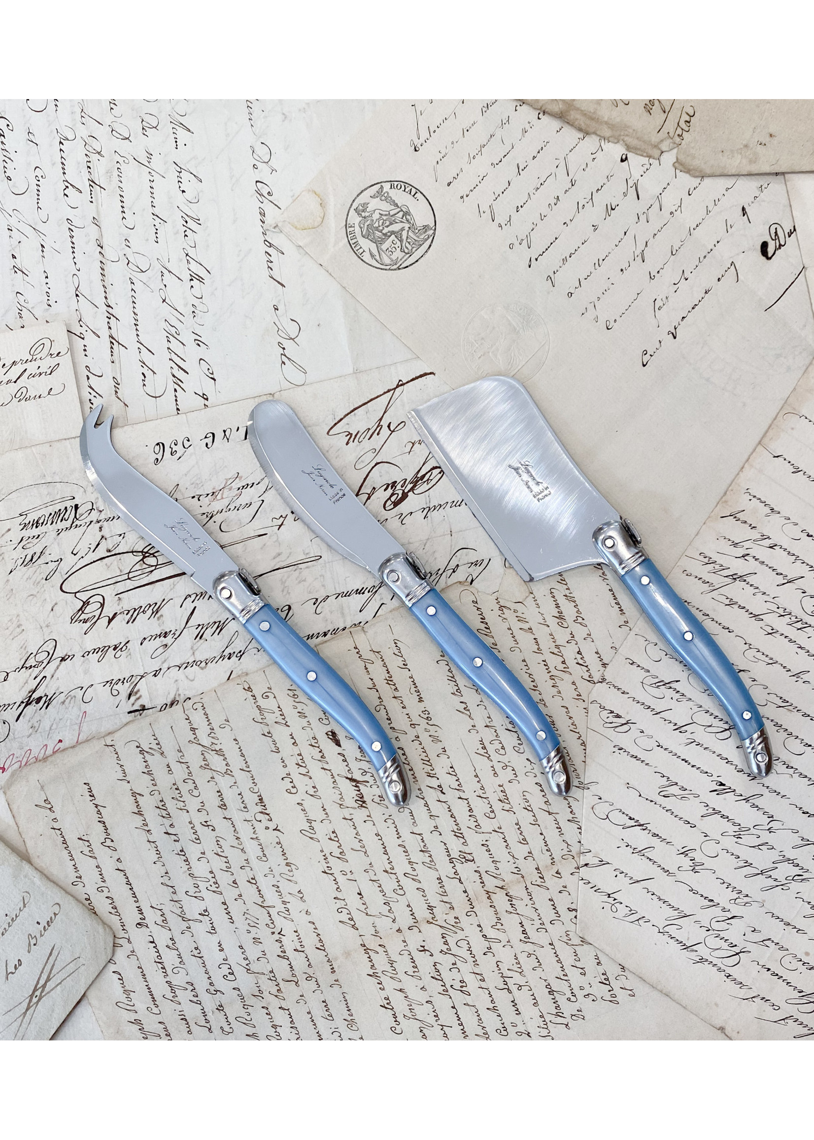 Laguiole Cheese Utensils - Blue (set of 3)