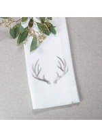Crown Linen Towel - Antler - White with Taupe