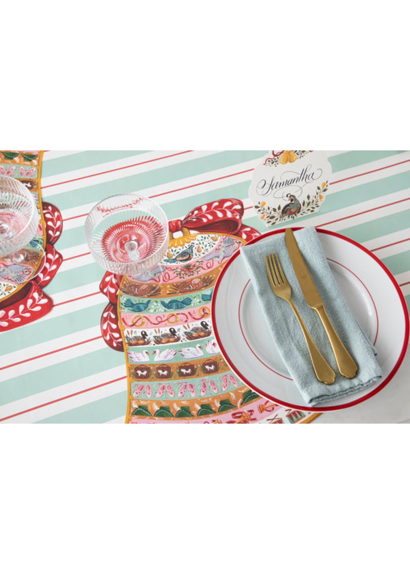 Hester & Cook Paper Placemats - Twelve Days of Christmas Bell (12 Sheets)