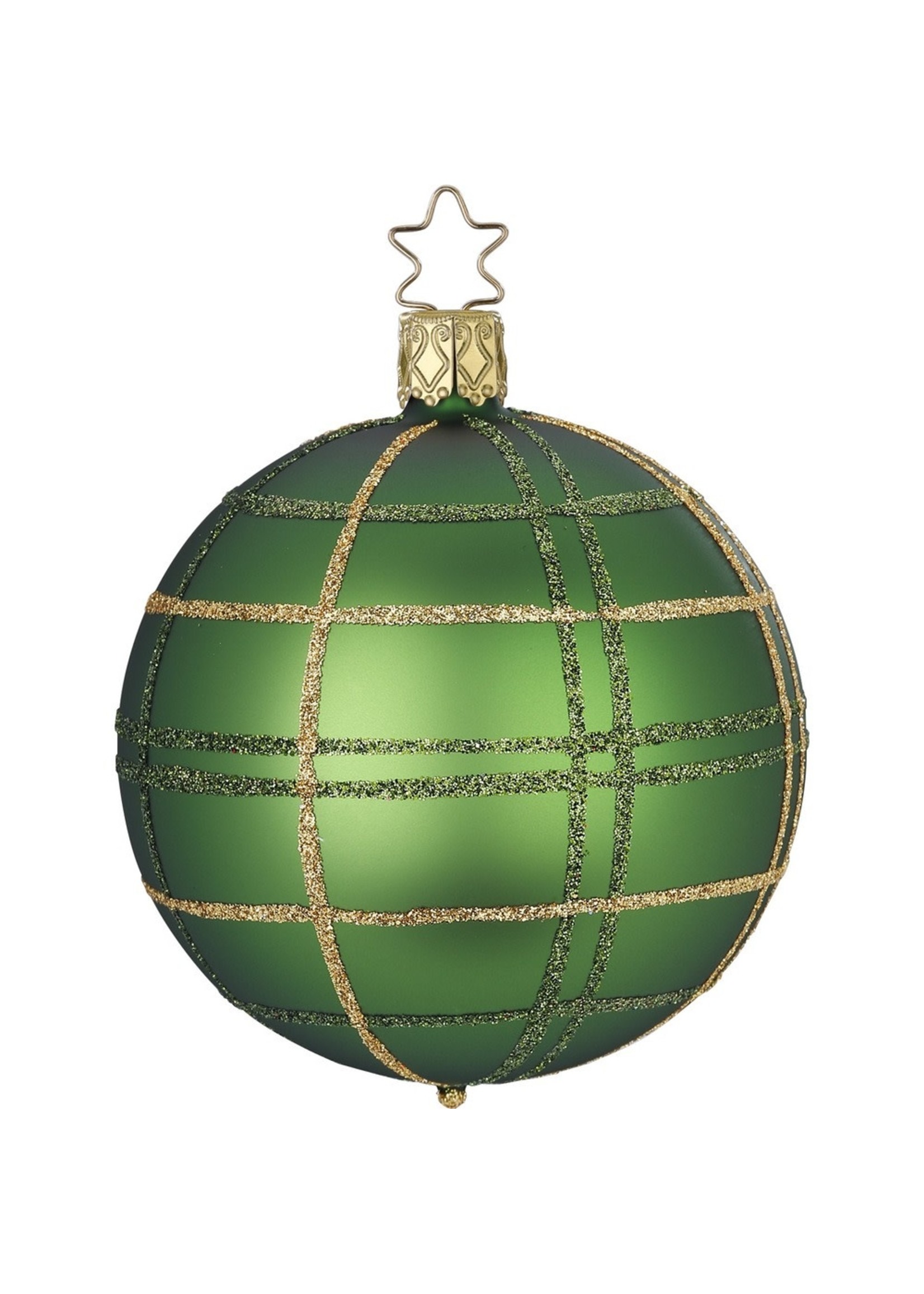 Ornament - Ball Green Dressy Check Matt 4"
