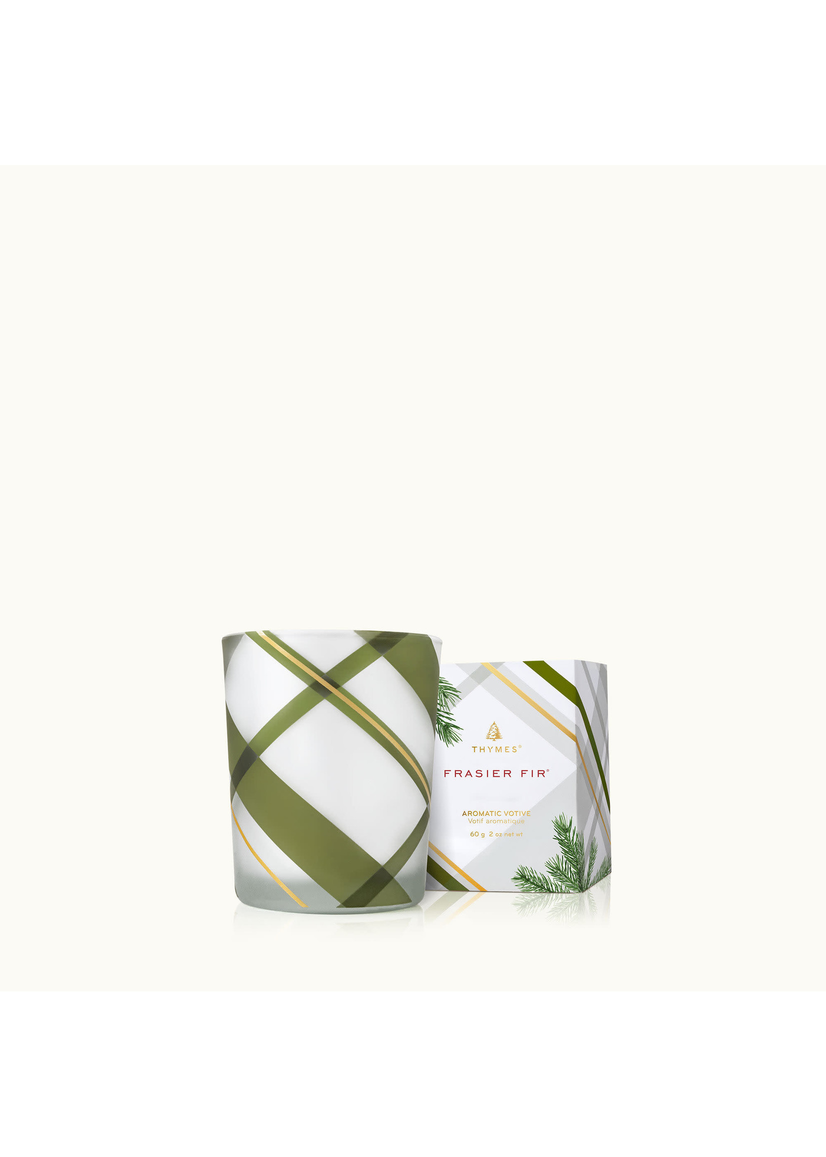 Thymes Frasier Fir - Frosted Plaid Votive