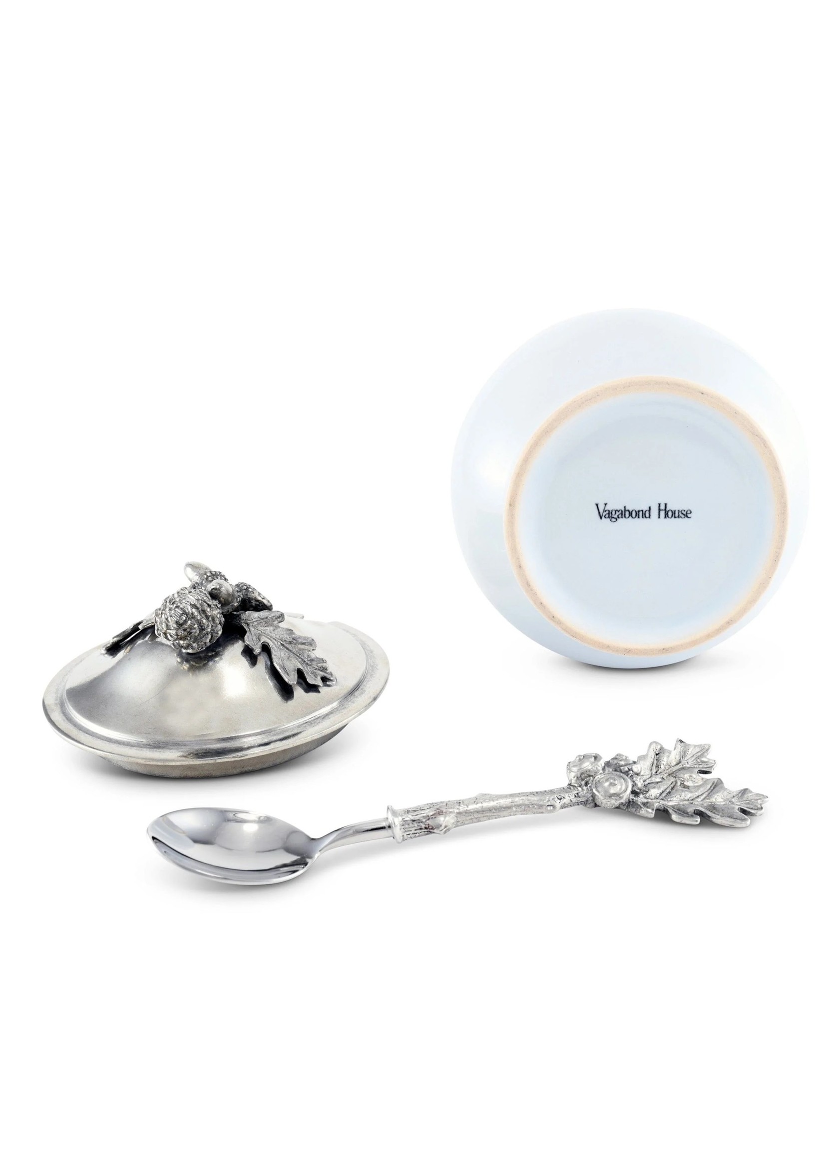 Sugar Bowl and Spoon Acorn Oak Leaf Maison Blue