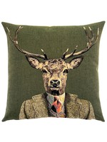 Pillow with Insert - Dressed Stag (with tie) (green)