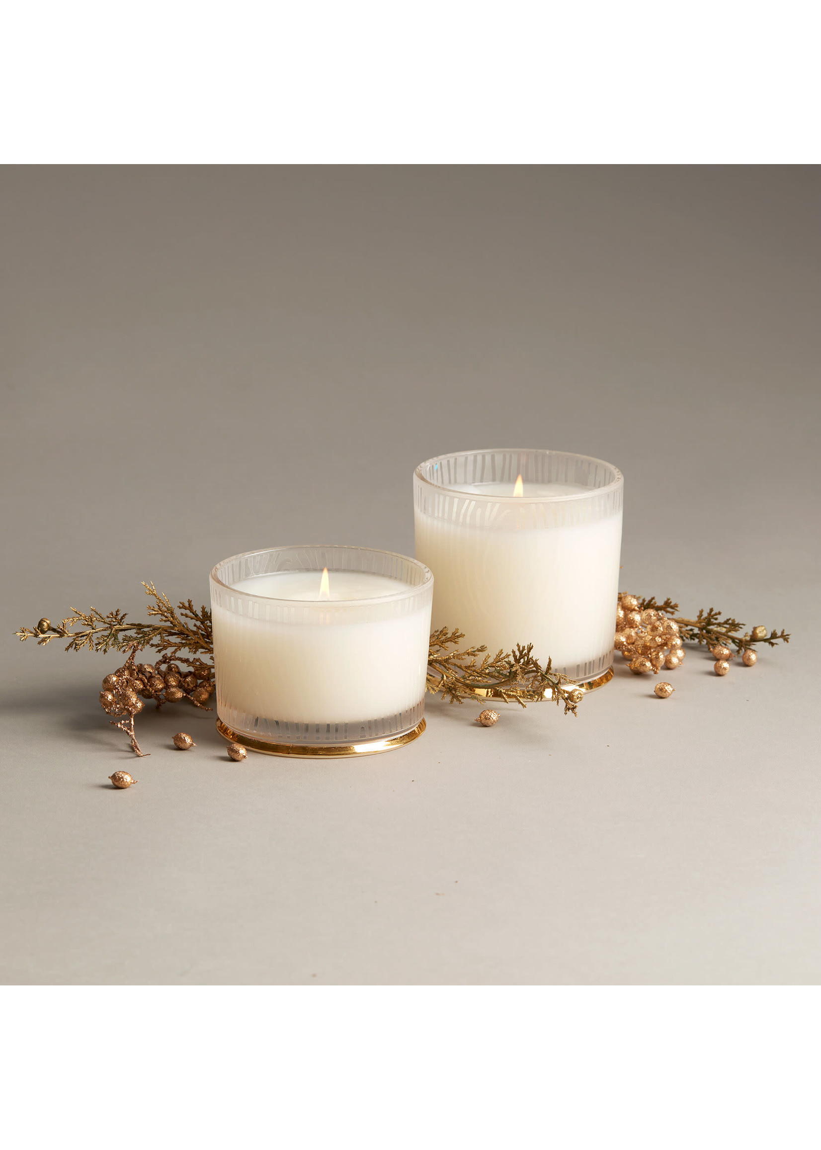 Thymes Frasier Fir - Frosted Wood Grain Candle Medium