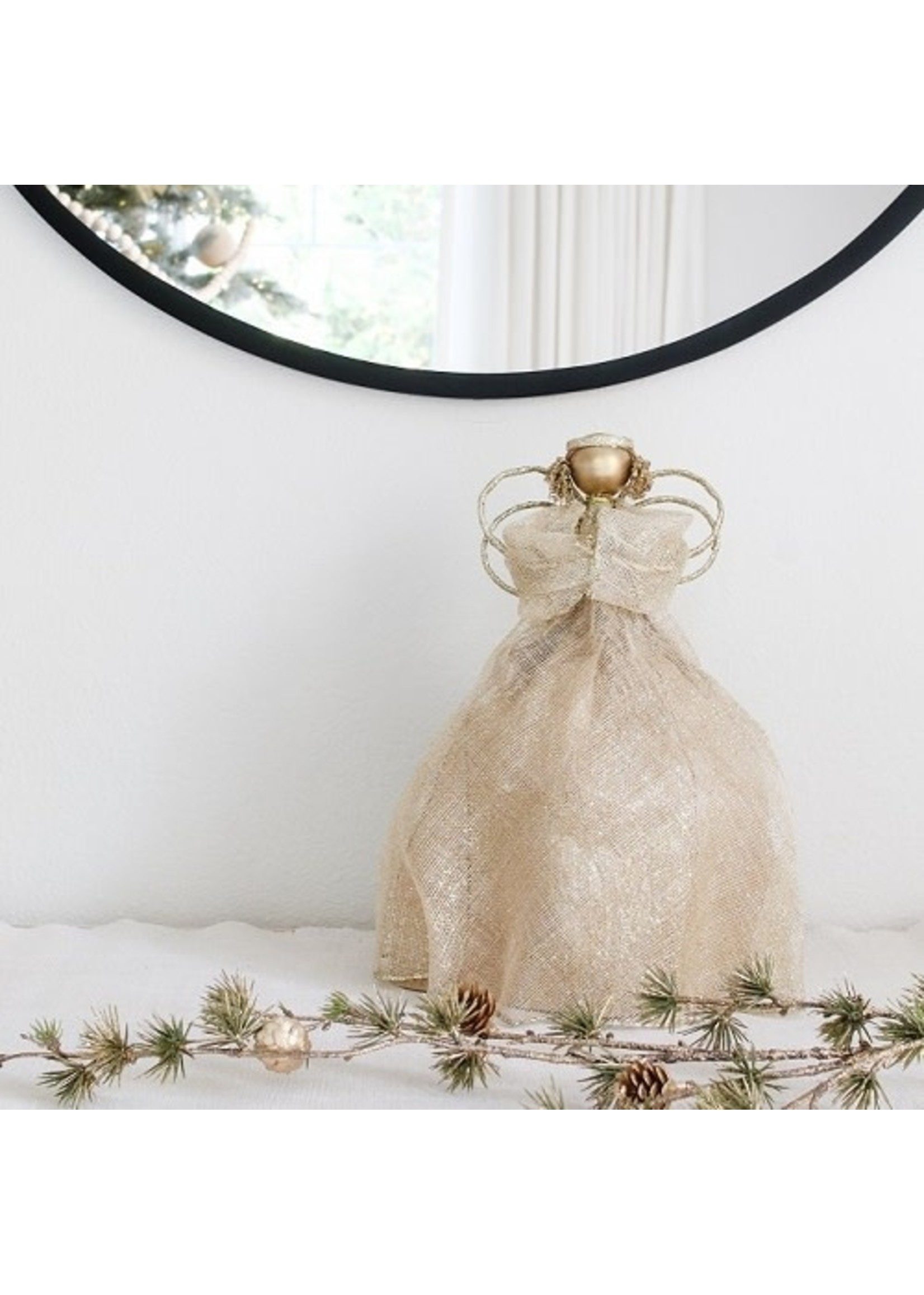 14 Sinamay Twine Tabletop/Tree Topper Angel (Natural/Gold)