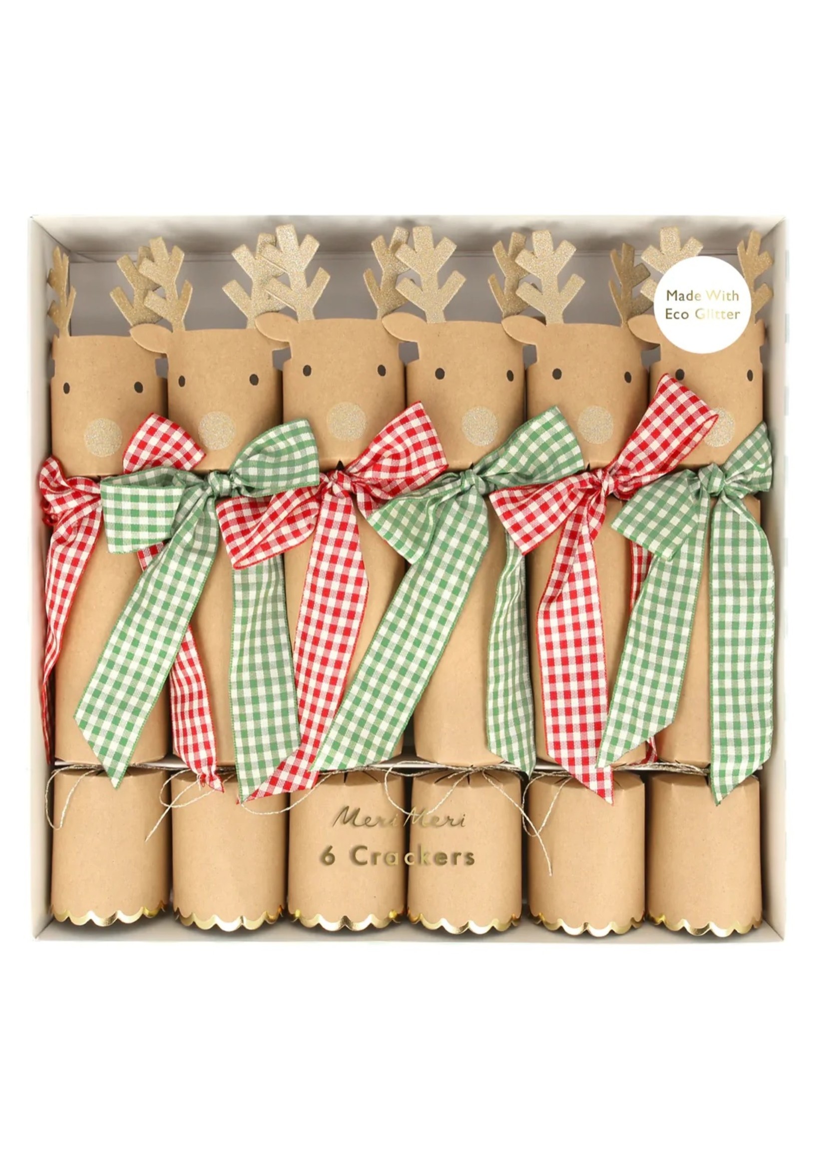 Meri Meri Christmas Crackers - Gingham Bow Reindeer