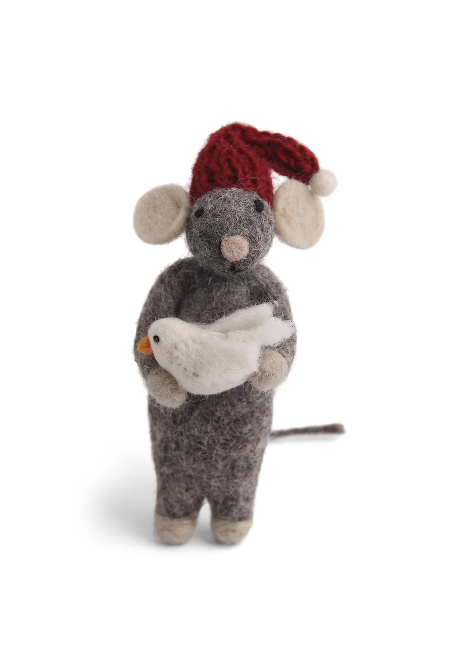 Ornament - Grey Mouse with Bird