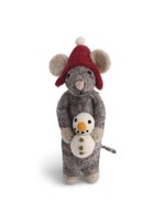 Ornament - Grey Mouse with Snowman