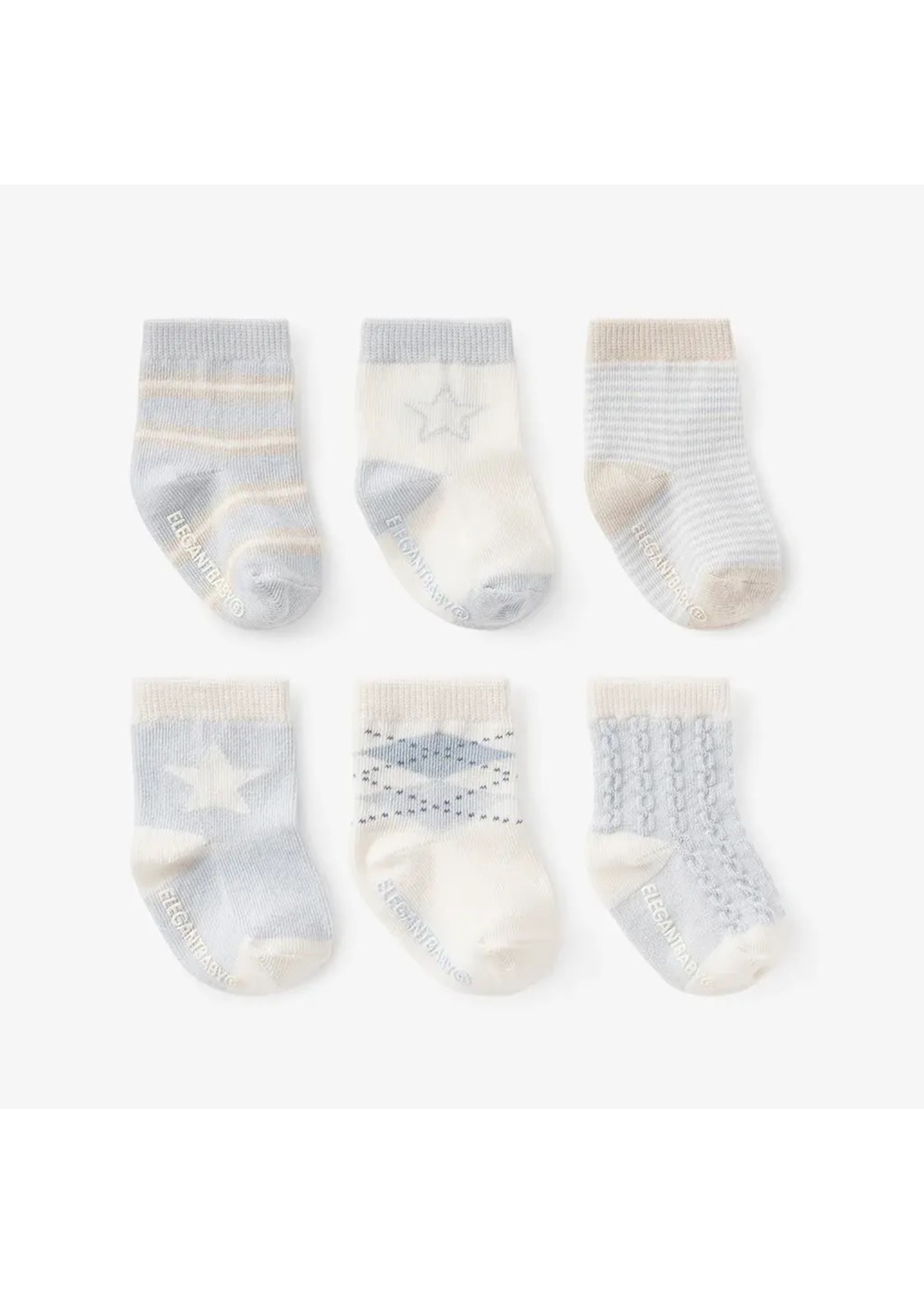 Baby Socks Non Slip Classic Blue 6 Pack