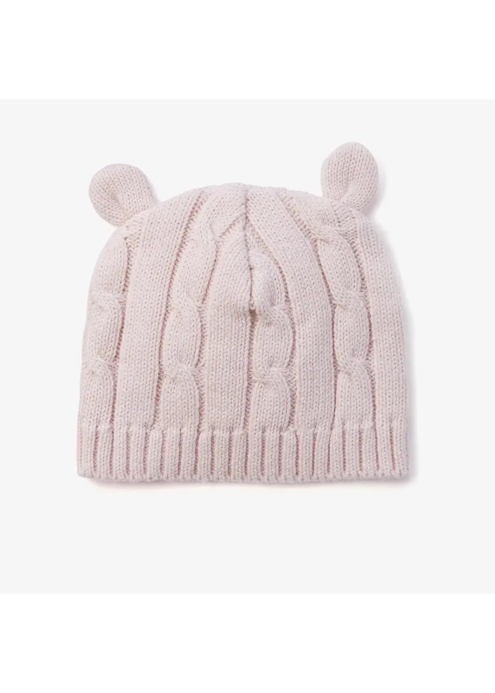 Cable Knit Baby Hat with Ears - Pink