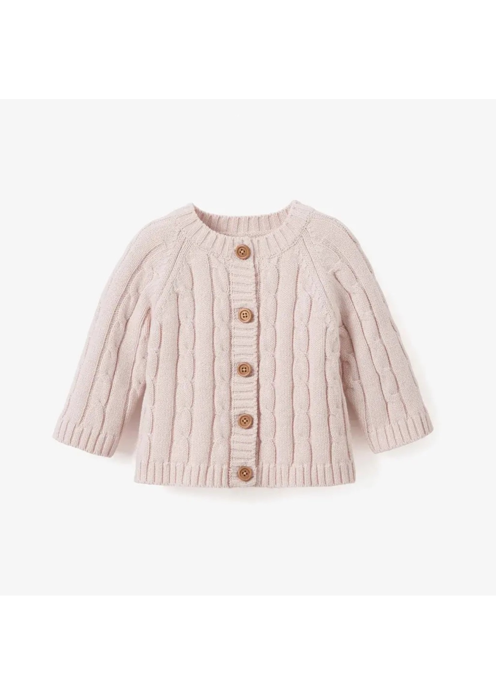 Cable Knit Baby Sweater Pink 12M
