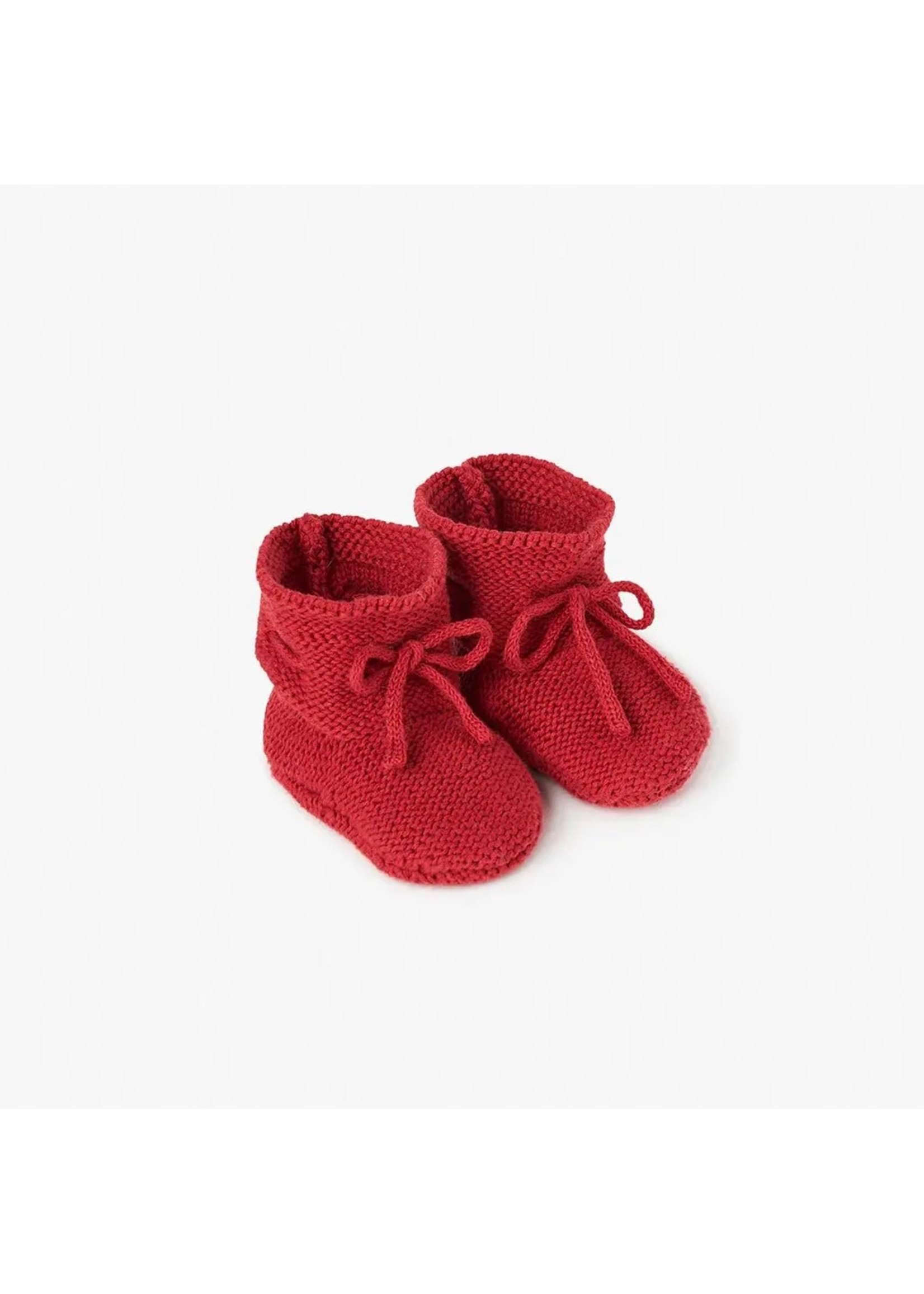 Garter Knit Baby Booties - Red 0-6M