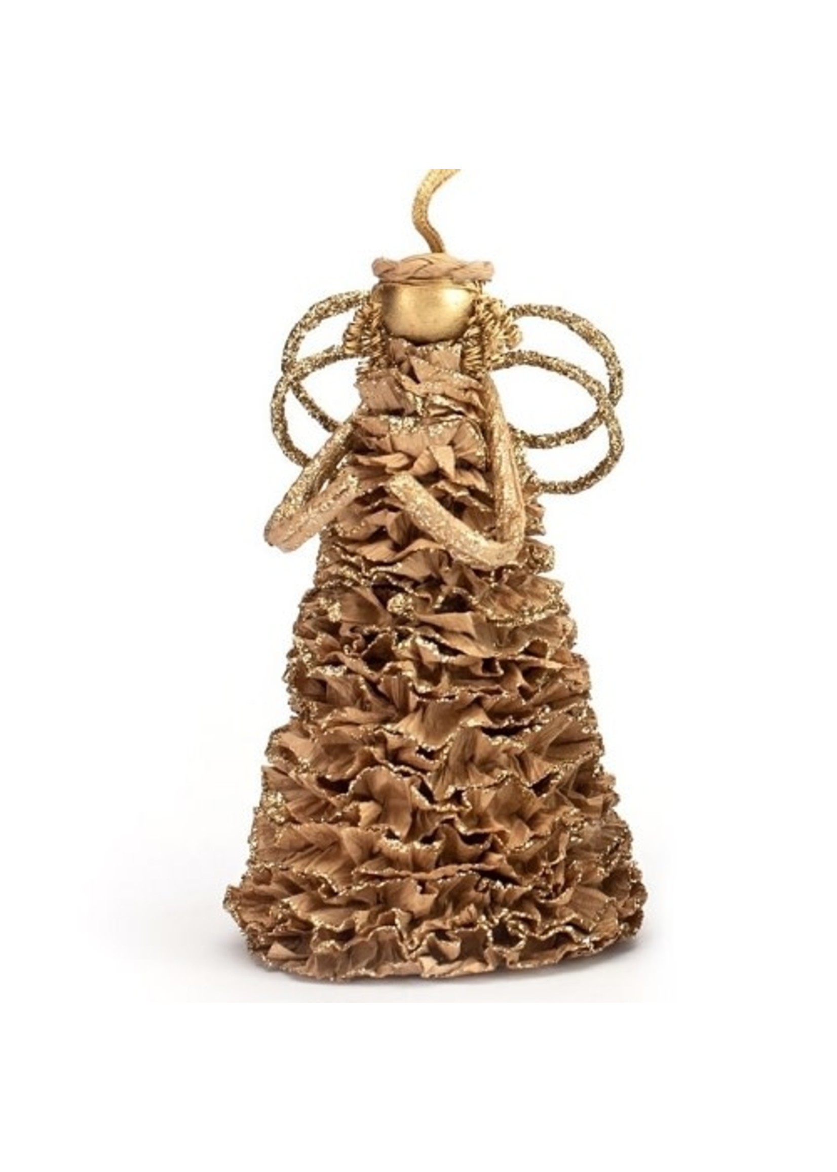 Ornament - Angel - Ruffled Paper with Layered Dress 6"