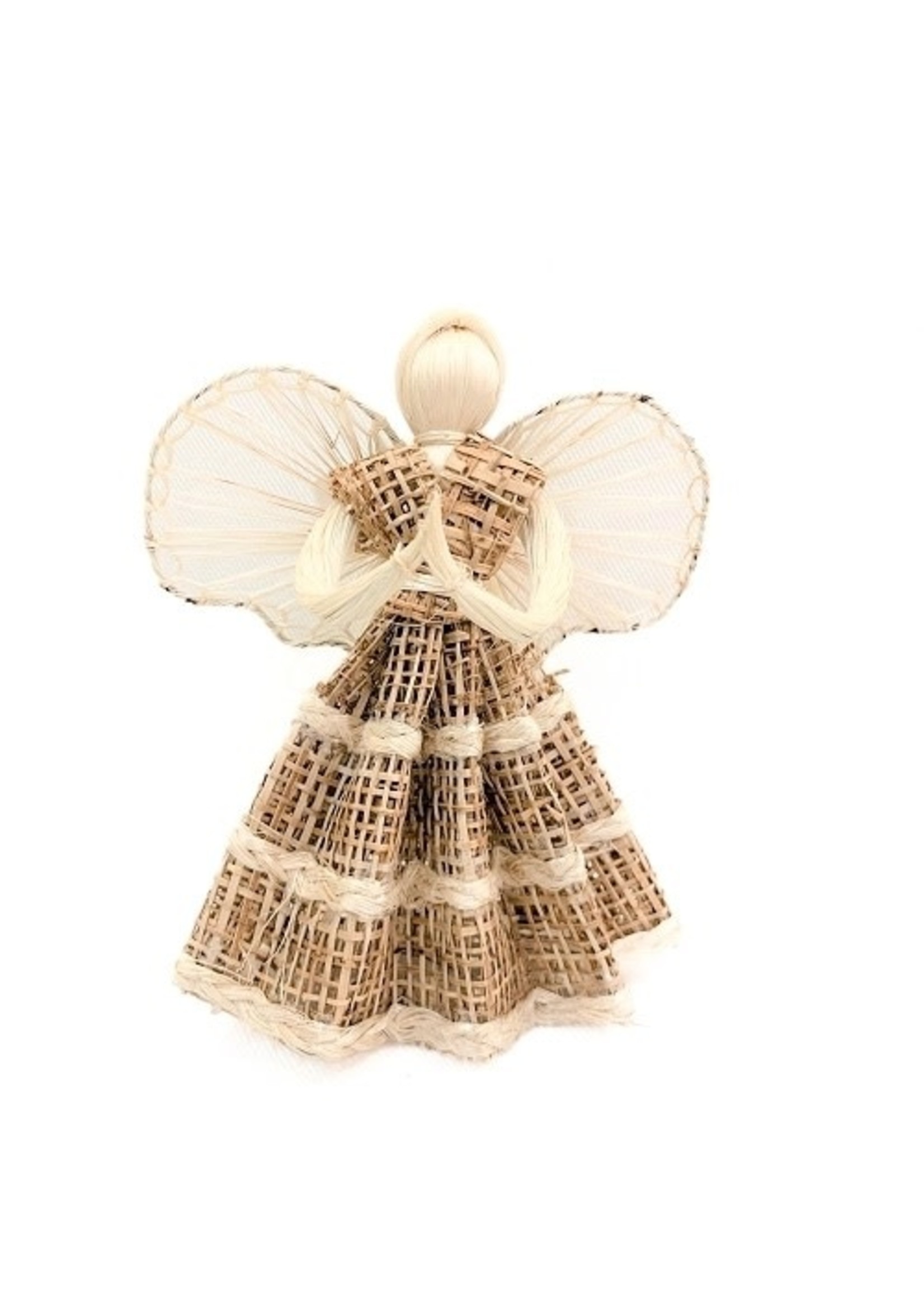 Ornament - Angel - Woven with Striped Ruffled Skirt 6"