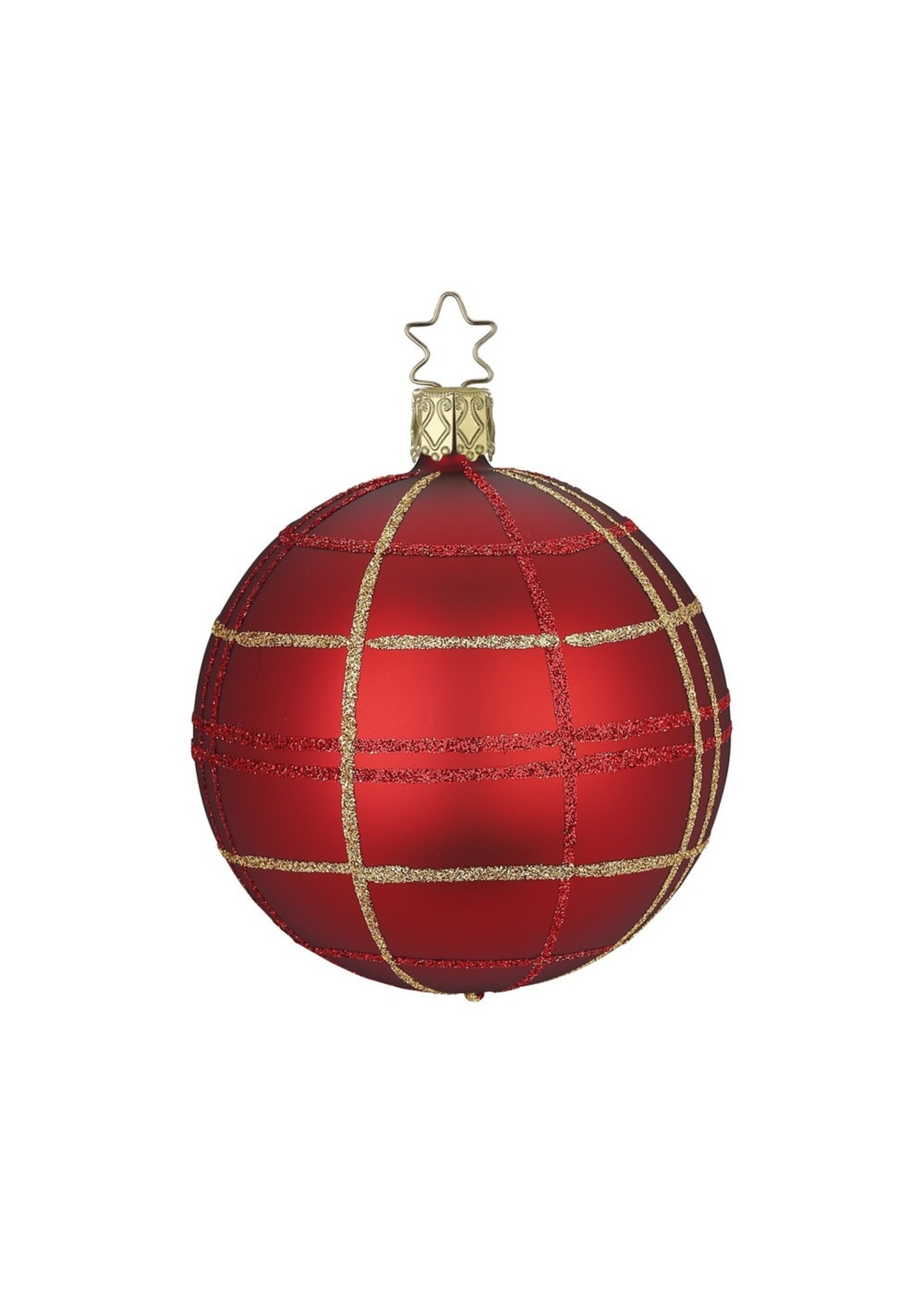 Ornament - Ball Red Dressy Check Matt 3.2"